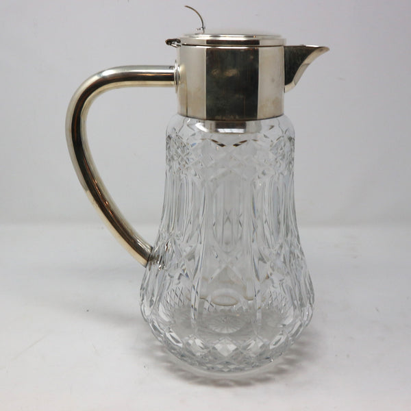 Cut Glass & Silver-Plated Pitcher w/ Ice Insert
