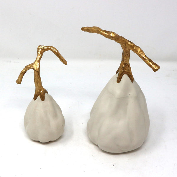 Set of 2 of Studio B White & Gold Leaf Figs Décor