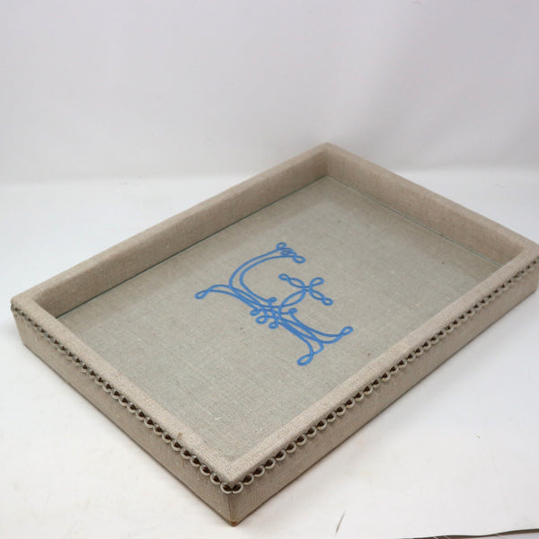 Upholstered “F” Tray w/ Nail Heads