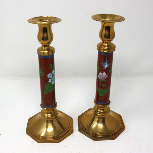 Pair of Cloisonne Candle Holders