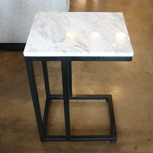 Carrara Marble & Black Metal Side Table