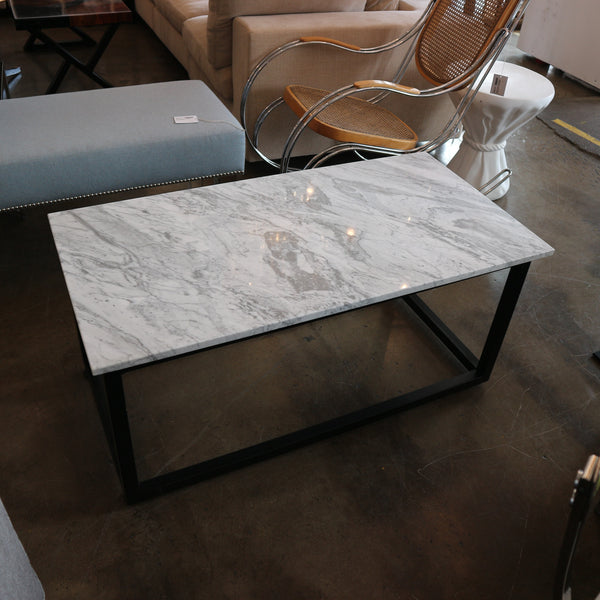 Carrara Marble & Black Metal Coffee Table