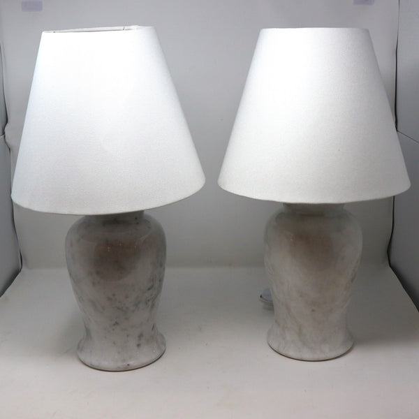 Pair of Carrara Marble Table Lamps