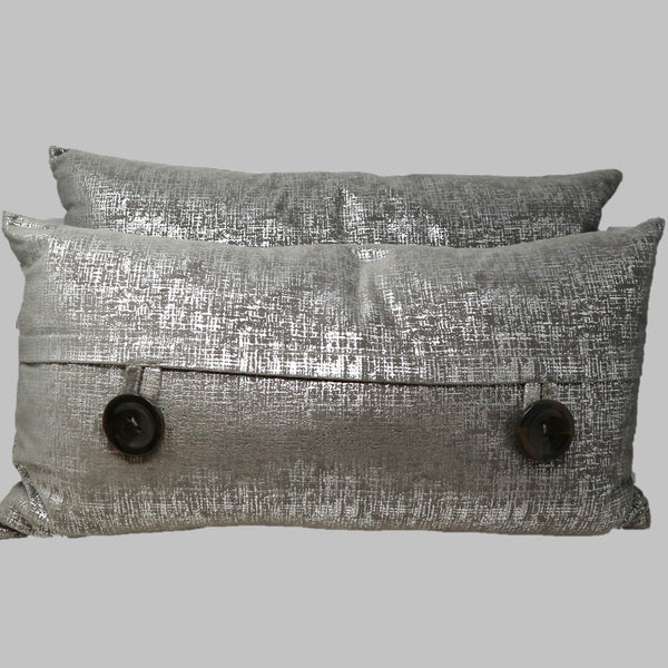 Pair of Silver Down Filled Lumbar Pillows