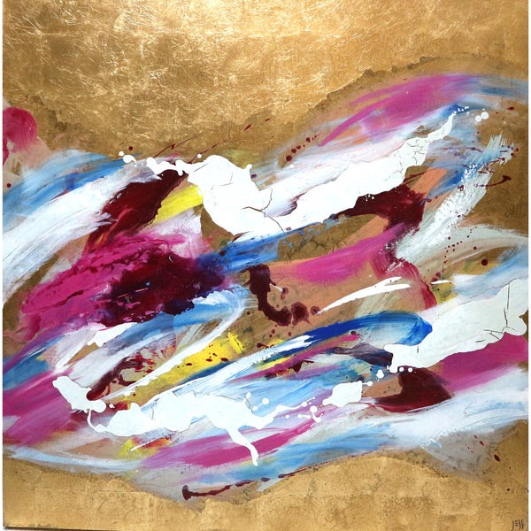 “Golden Joy” by Jessica Medina Mixed Media on Canvas