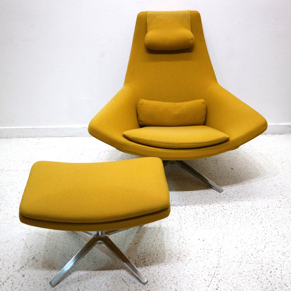 B&B Italia Yellow Metropolitan Swivel Chair & Ottoman “As Is”