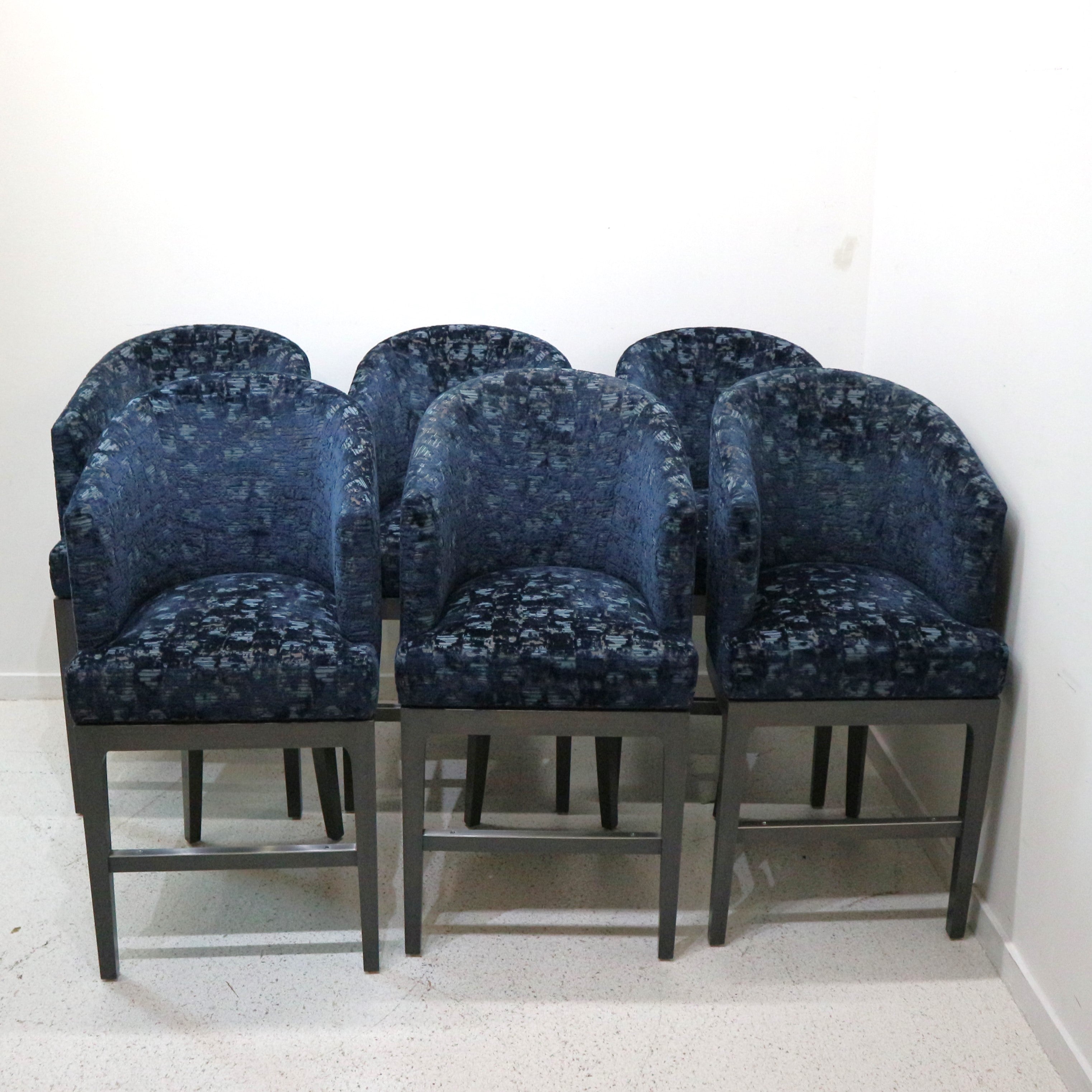 Set of 3 Custom Upholstered Swivel Bar Stools (2Sets Available) Dulce Interior Consignment