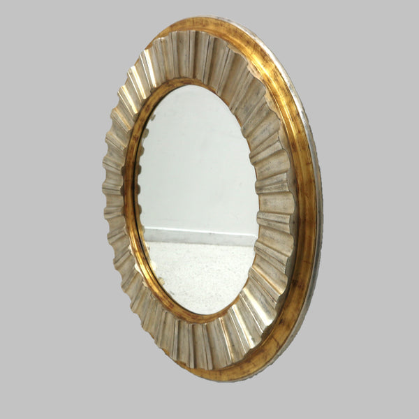 Silver & Gold Round Mirror
