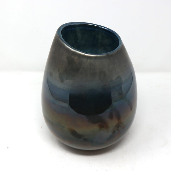 Metallic Pewter Glass Vase