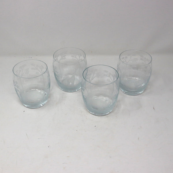 Set of 4 Safari Etched Glass Tumblers