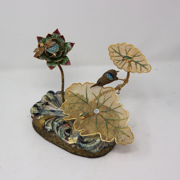 Metal Cloisonne Lily Pad w/ Creatures