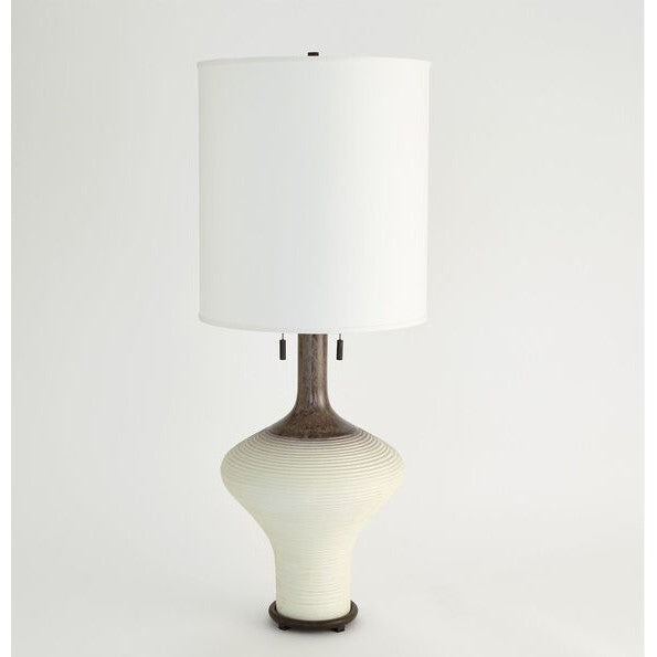 White & Gold Ridged Bottle Table Lamp