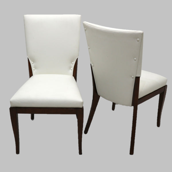 Set of 4 White Leather Opera Dining Chairs