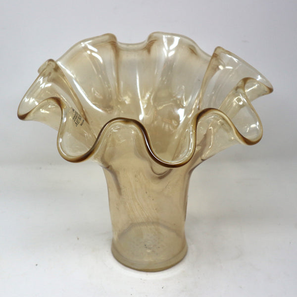 Murano Ruffle Amber Glass Vase