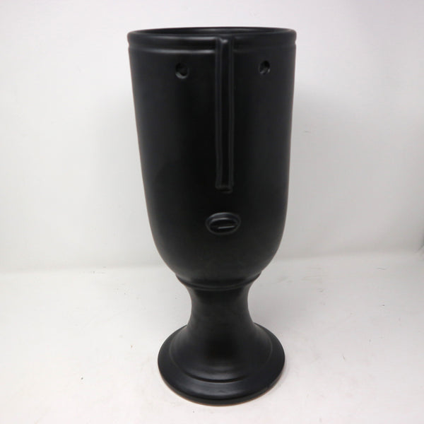 Tall Italian Black Pedestal Face Vase