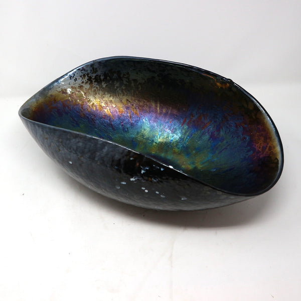 Black Iridescent Murano Folded Bowl
