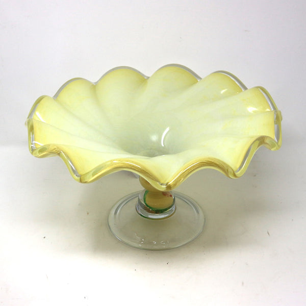 Vintage Art Glass Pedestal Bowl