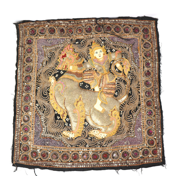 Burmese Beaded Tapestry Dragon Rider