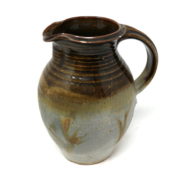 Brown Stoneware Pitcher -Signed