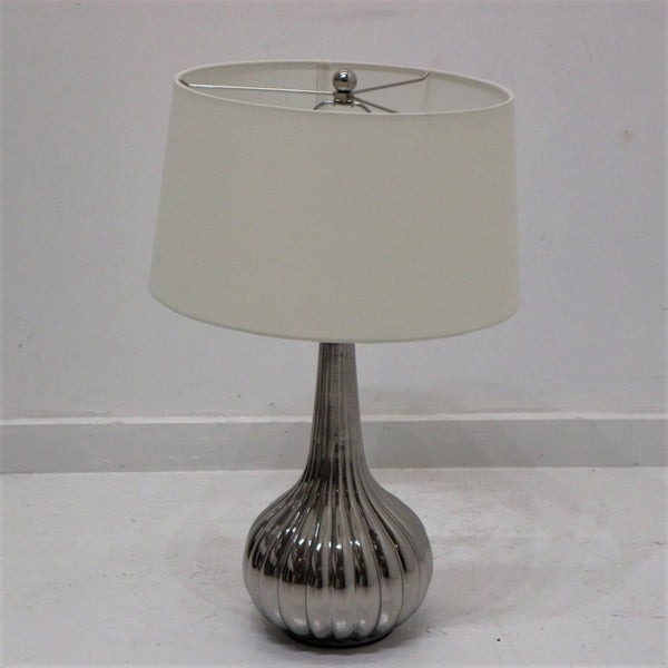 Silver Table Lamp w/ White Shade