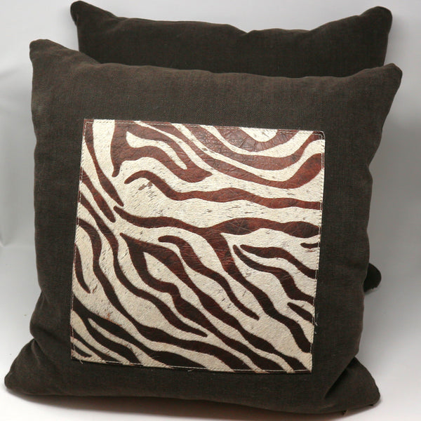 Pair of Zebra Hide Down Throw Pillows