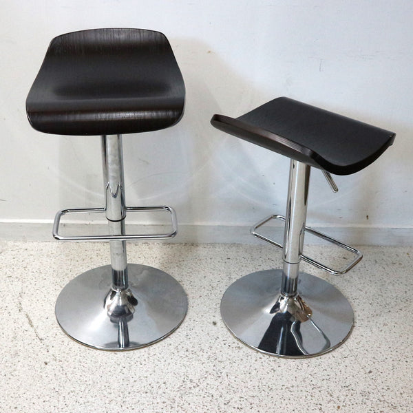 Pair of Wood & Chrome Adjustable Stools