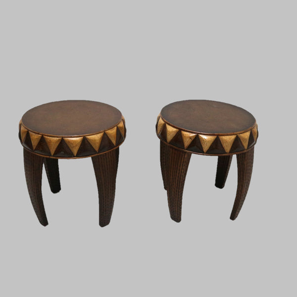 Pair of Horchow African Side Tables