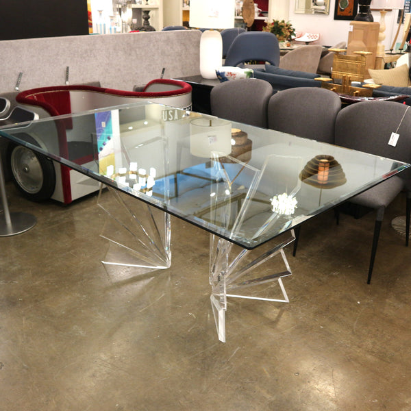 Joseph Galvan Starburst Lucite Table w/ Glass Top