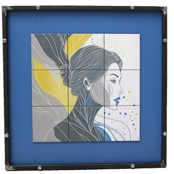 “Modern Muse” by Katy Imhoff Framed Handmade Ceramic Tile Art