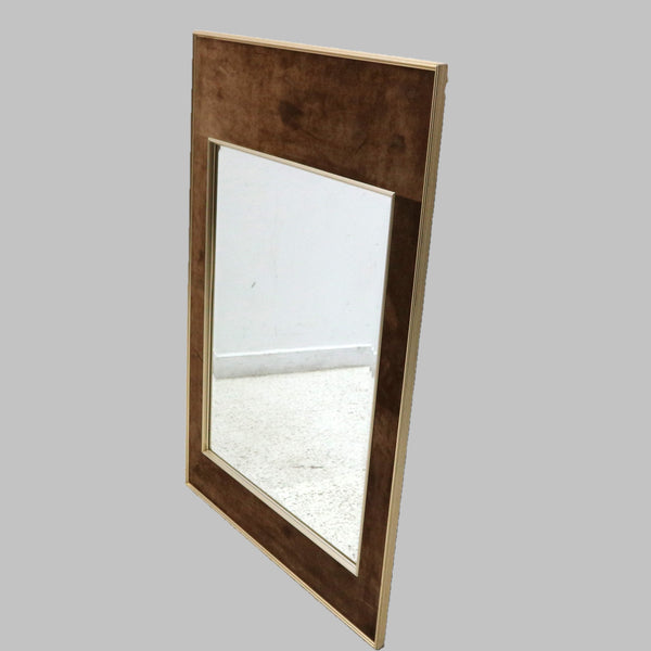 Vintage La Barge Suede & Chrome Mirror