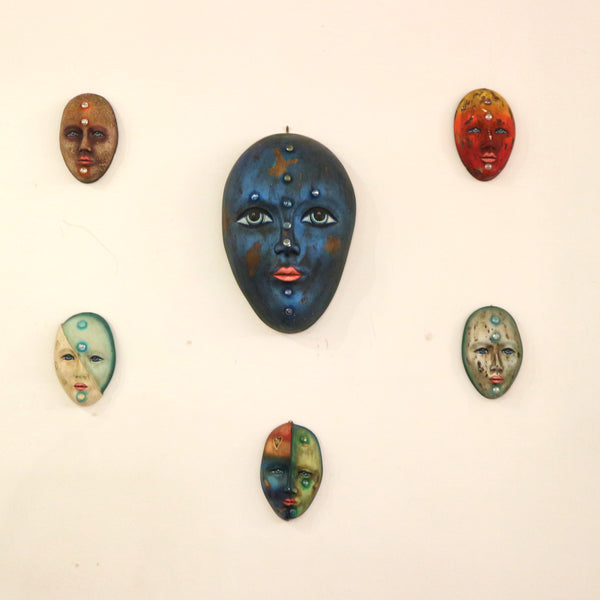 Set of 6 Ceramic Wall Faces