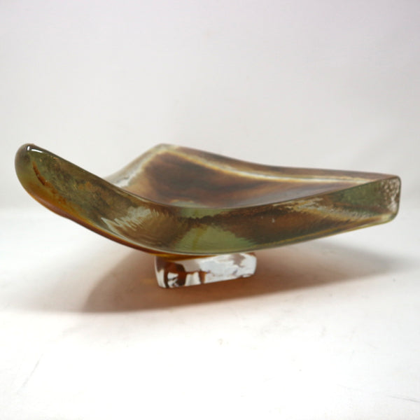 Footed Glass Triangular Bowl