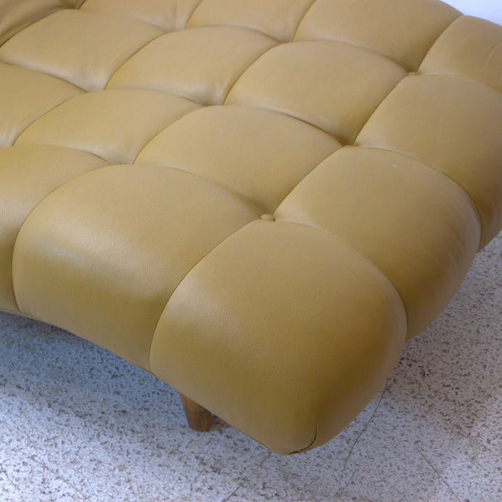 Dark Mustard Leather Wave Lounger – Dulce Interior Consignment Showplace