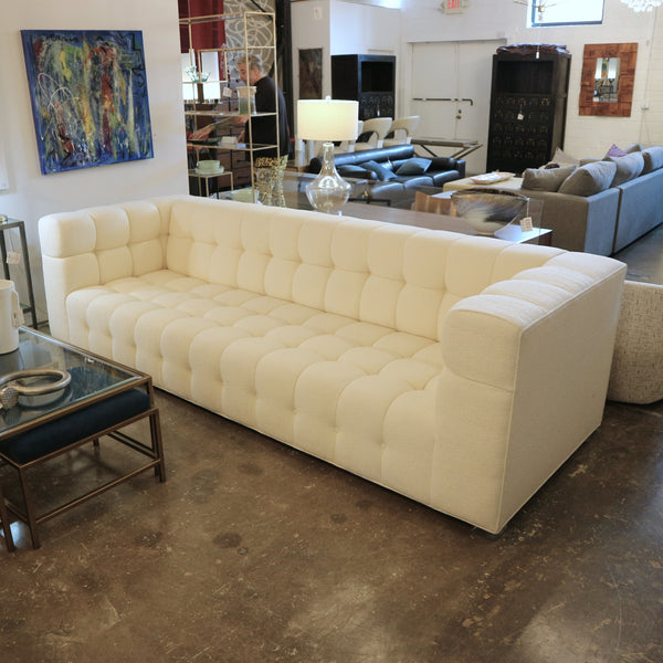 Large Tufted Cream Chenille Sofa