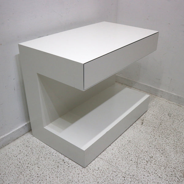 White Lacquered Nightstand w/Drawer
