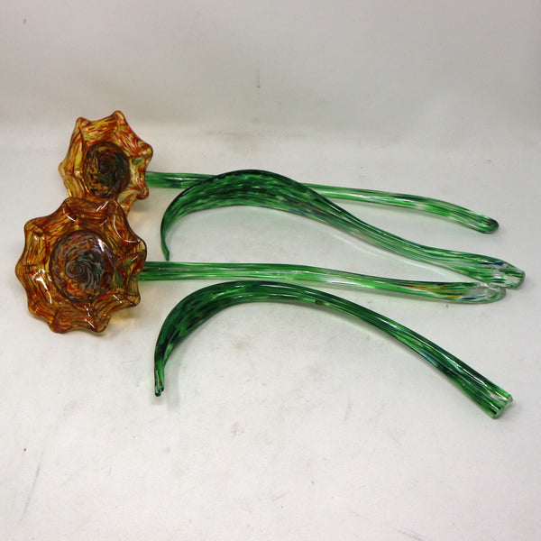 Set of 4 Art Glass Flowers