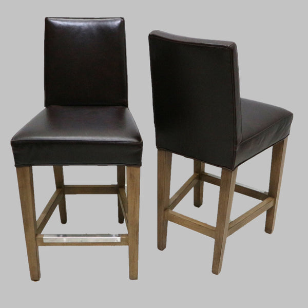 Set of 4 Brenda Bass Leather Counter Stools