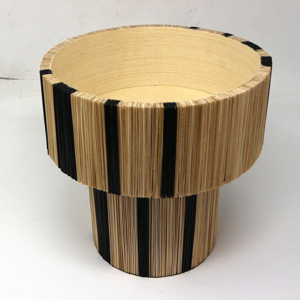 Striped Bamboo Fruit Bowl Tall