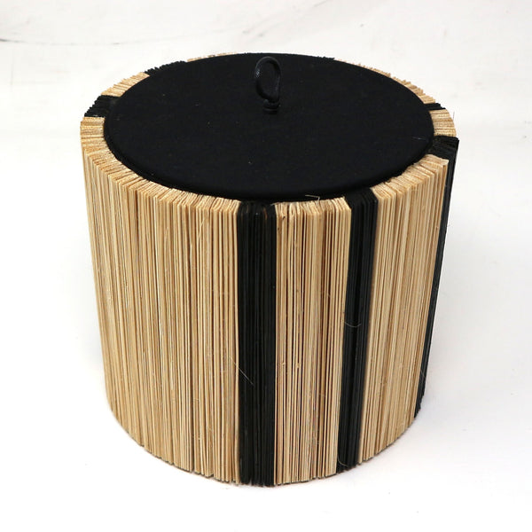 Large Striped Bamboo Lidded Container
