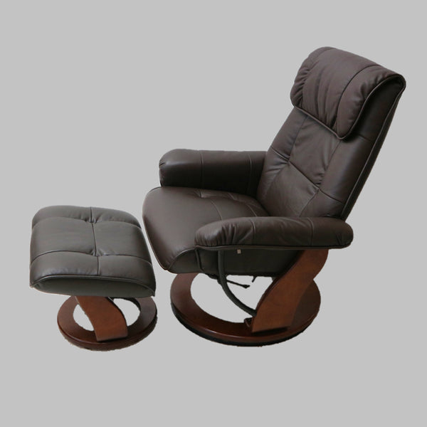 Benchmaster Ventura ll Brown Leather Recliner w/Ottoman (2-Available)