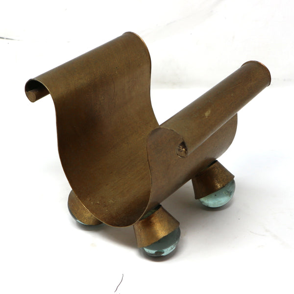 1940s Brass & Glass Magazine Holder