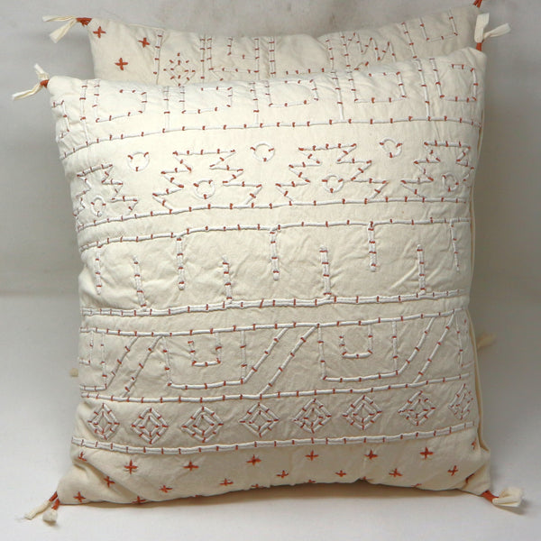 Pair Stitched Cotton Embroidered Pillows