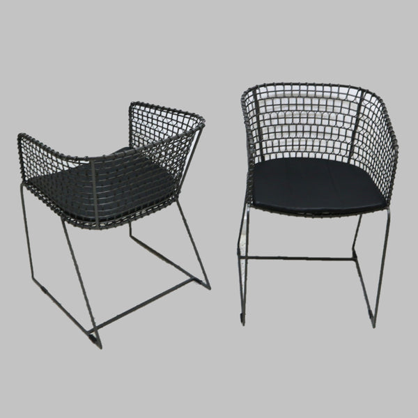 Pair C&B Tig Metal Barrel Chairs