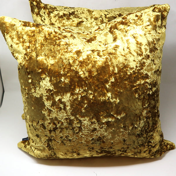 Pair of Gold Crushed Velvet Down Pillows