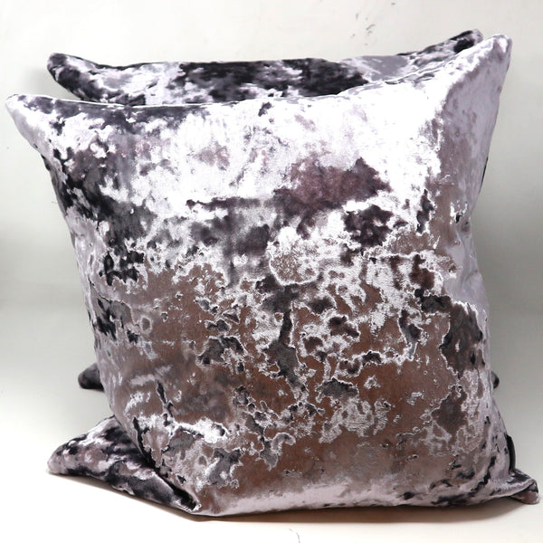 Pair of Lilac Crushed Velvet Throw Pillows