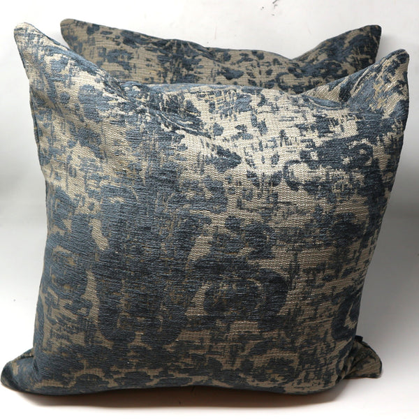 Pair of Baroque Blue Down Filled Throw Pillows