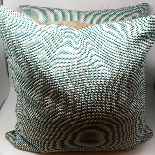 Pair of Green & Blue Tweed Throw Pillows