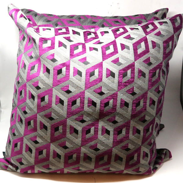 Pair of Geometric Purple Down Throw Pillows