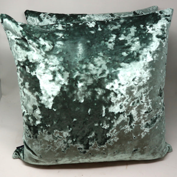 Pair of Blue Green Crushed Velvet Down Pillows