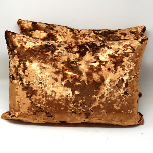 Pair of Fire Velvet Down Lumbar Pillows